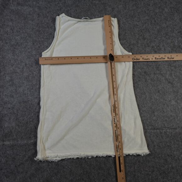 J. Jill Top Womens Extra Small Petite Linen Blend Tank Fringe Hem Knit Ivory - Picture 6 of 9